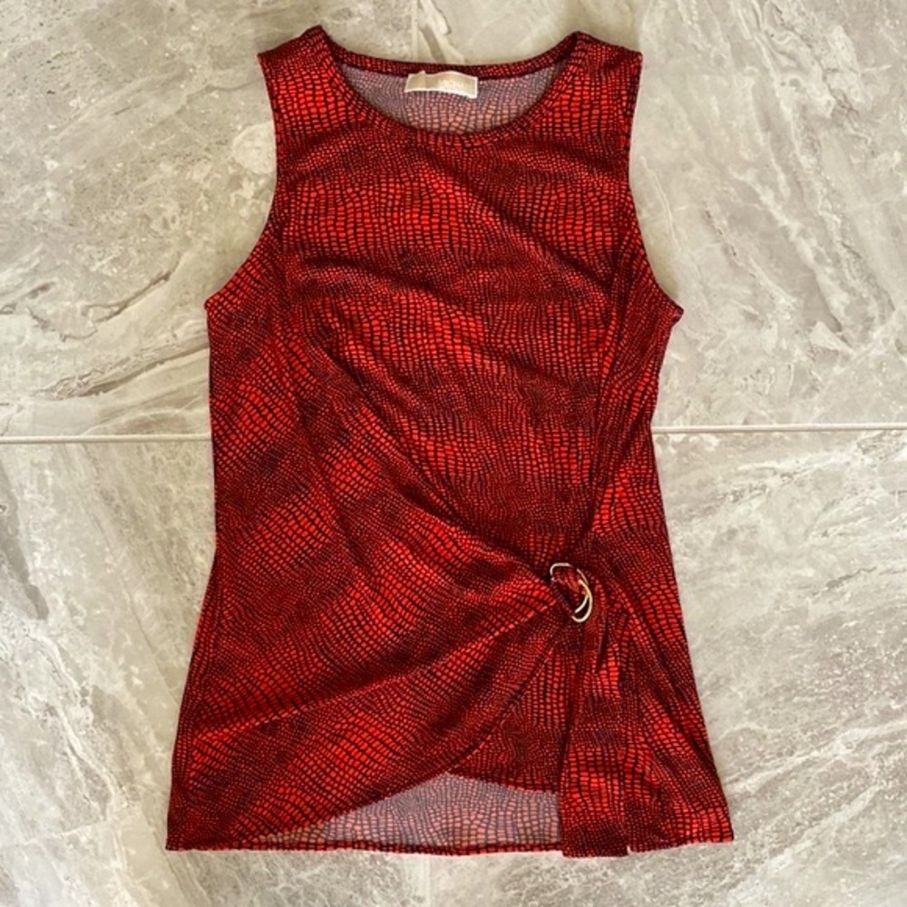 CLASSY MICHAEL KORS Animal Print Belted Tunic Top